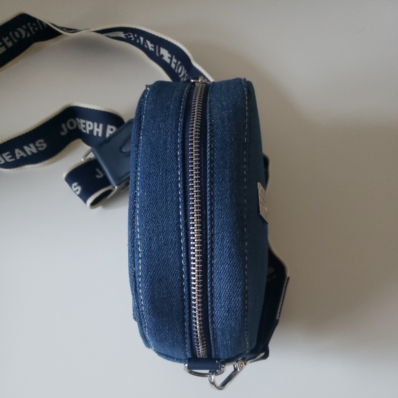 Joseph Ribkoff Denim Crossbody Purse w/ Logo Belt Strap Small Dainty fanny pack - Picture 7 of 9